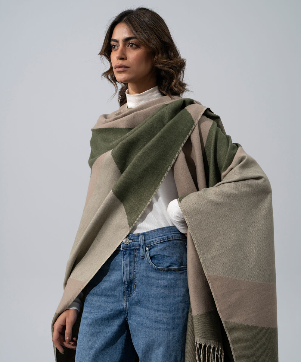 Women's Western Wear Camel Polyester Cape Shawl