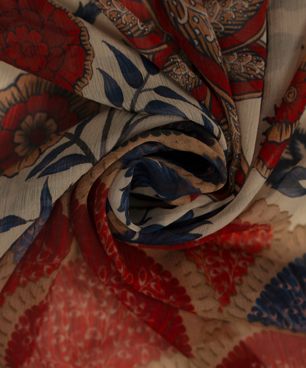 Blended Chiffon Printed Beige Dupatta