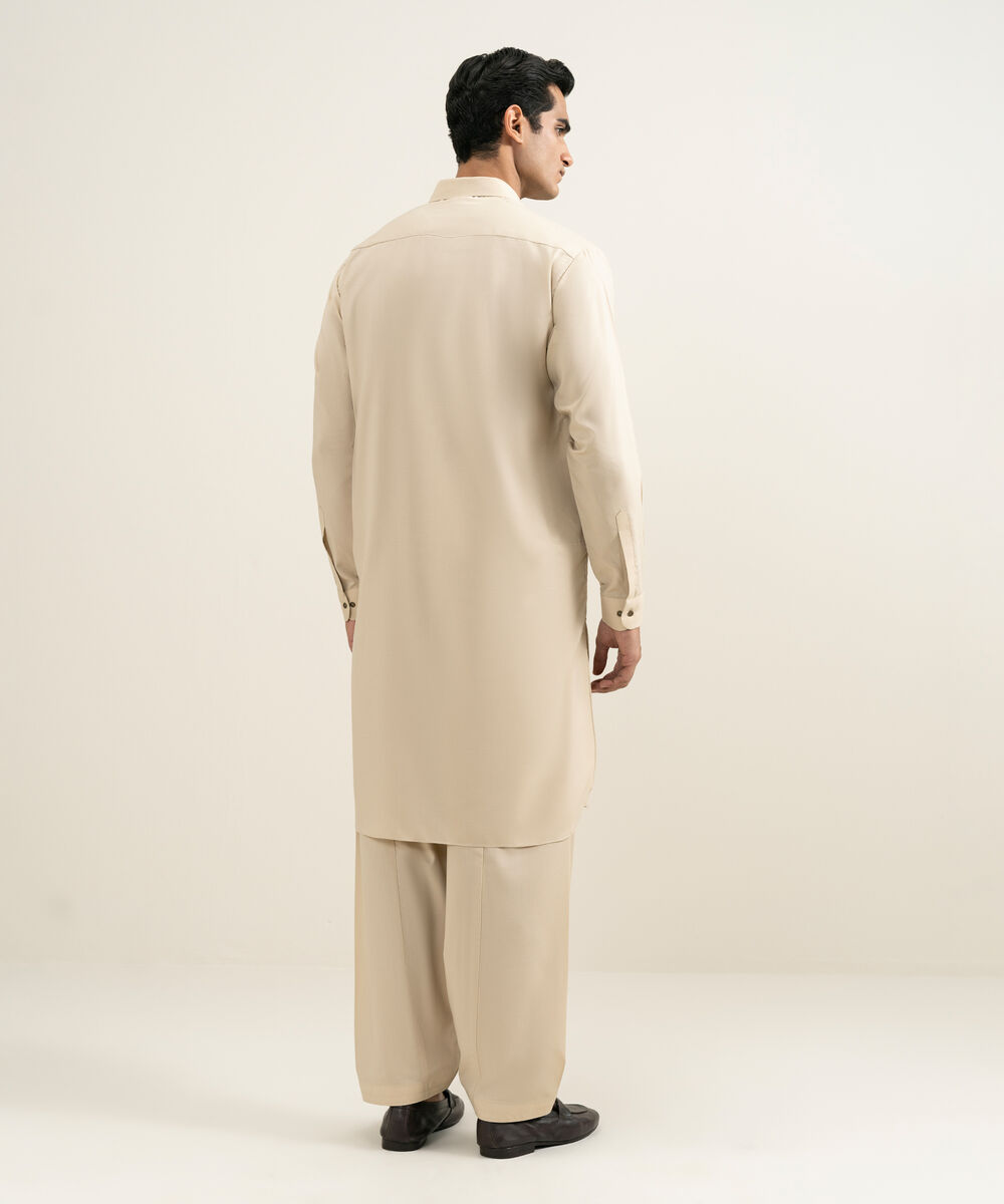 Men's Stitched Beige Kameez Shalwar