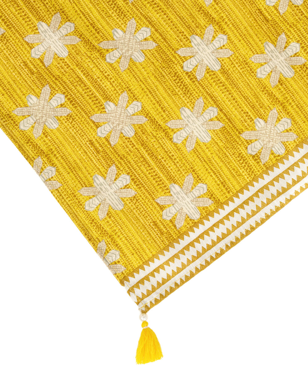 Printed Khaddar Yellow Dupatta