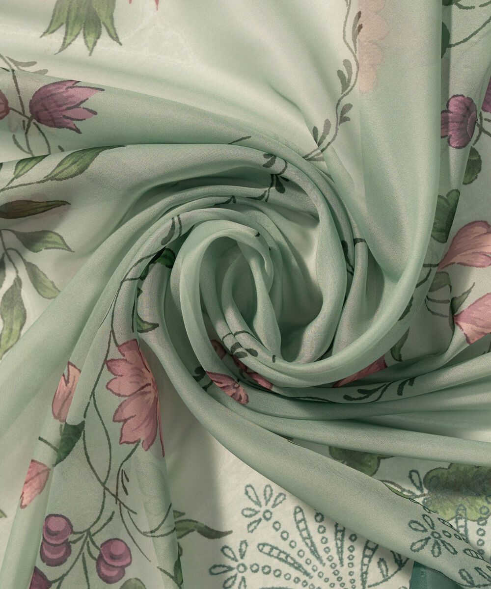 Blended Chiffon Printed Green Dupatta