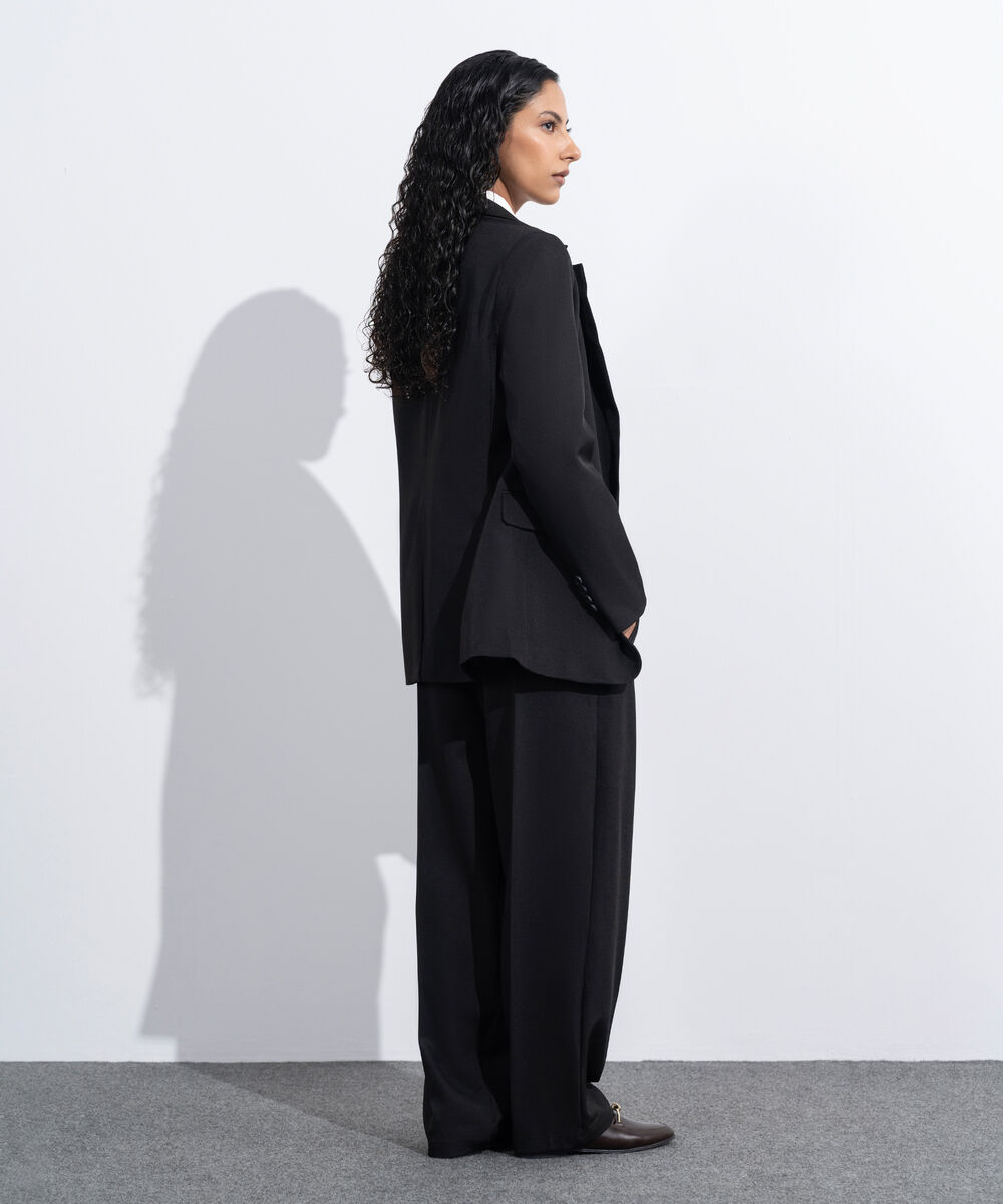 Women's Western Wear Black Loose-Fit Tailored Blazer