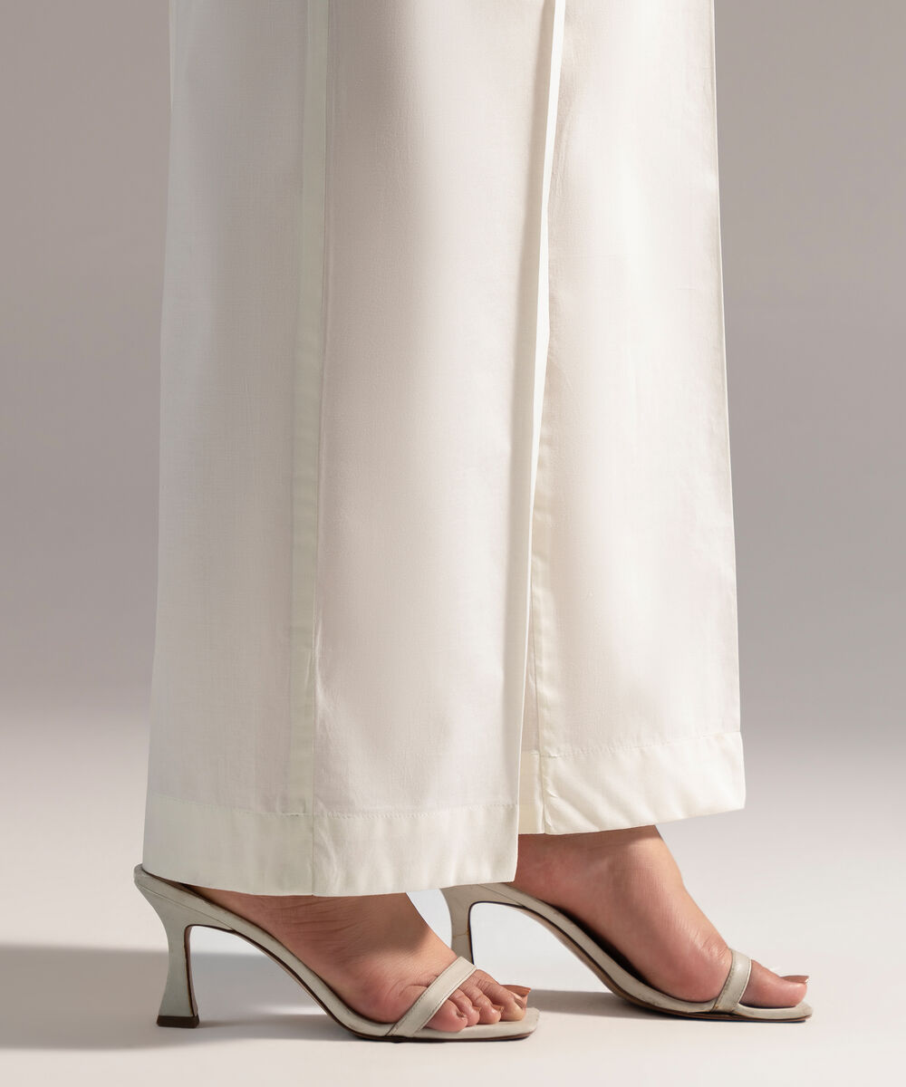 Women's RTW Cambric Solid Off White Culottes