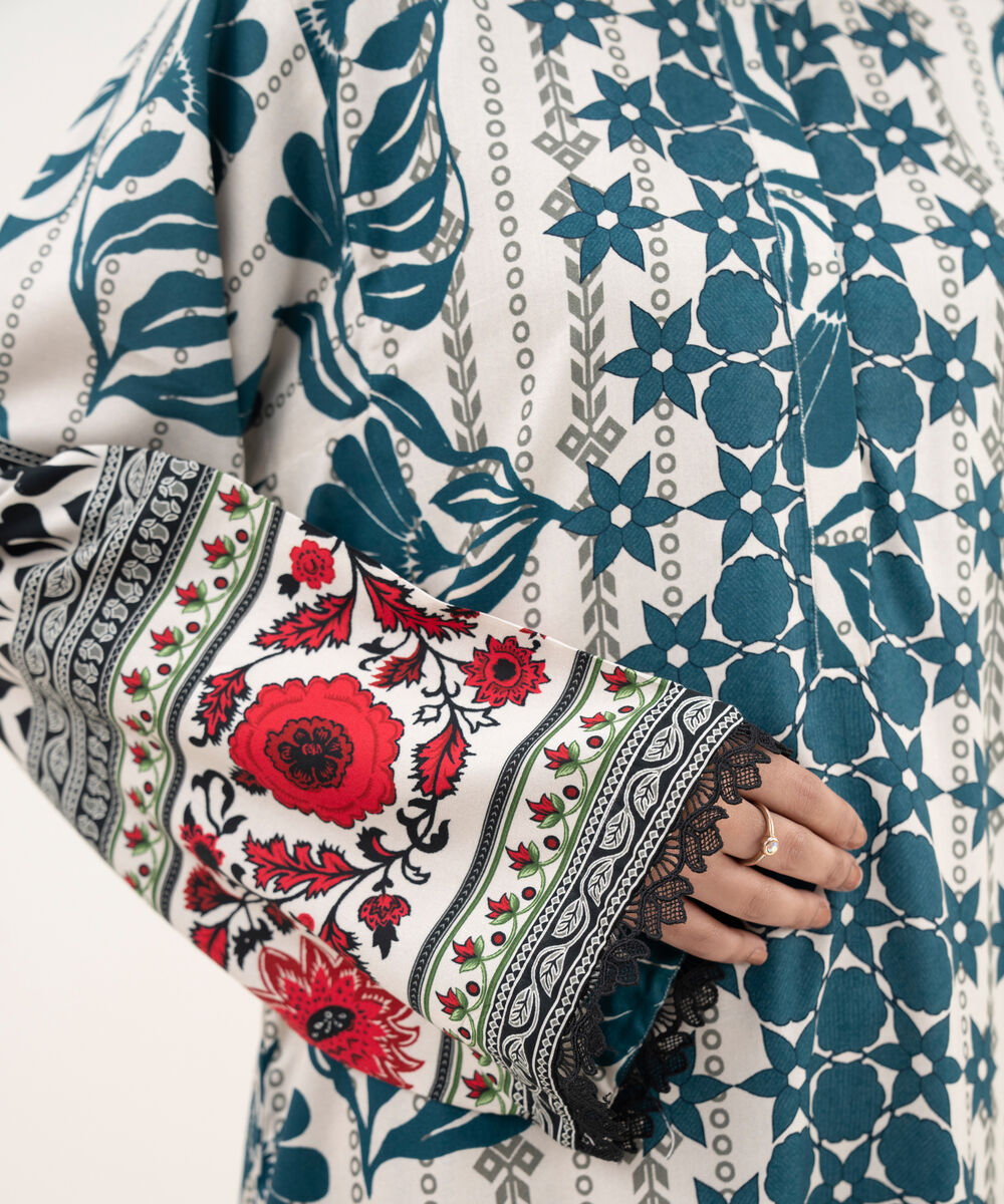 Women's RTW Viscose Linen Printed Straight Off White Shirt