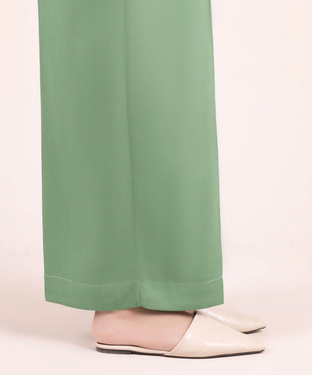 Women's RTW Linen Viscose Solid Green Culottes