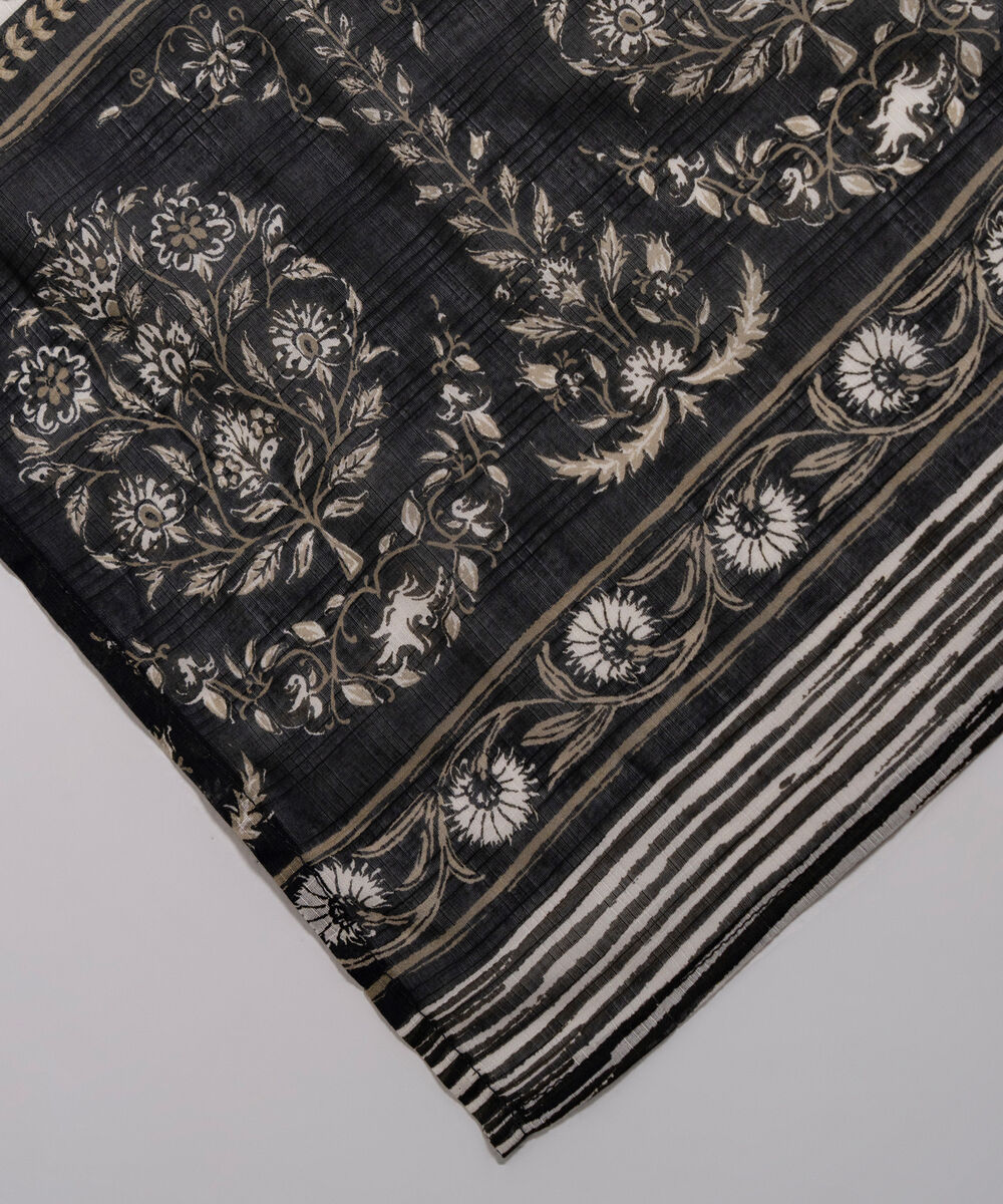 Textured Voile Printed Black Dupatta
