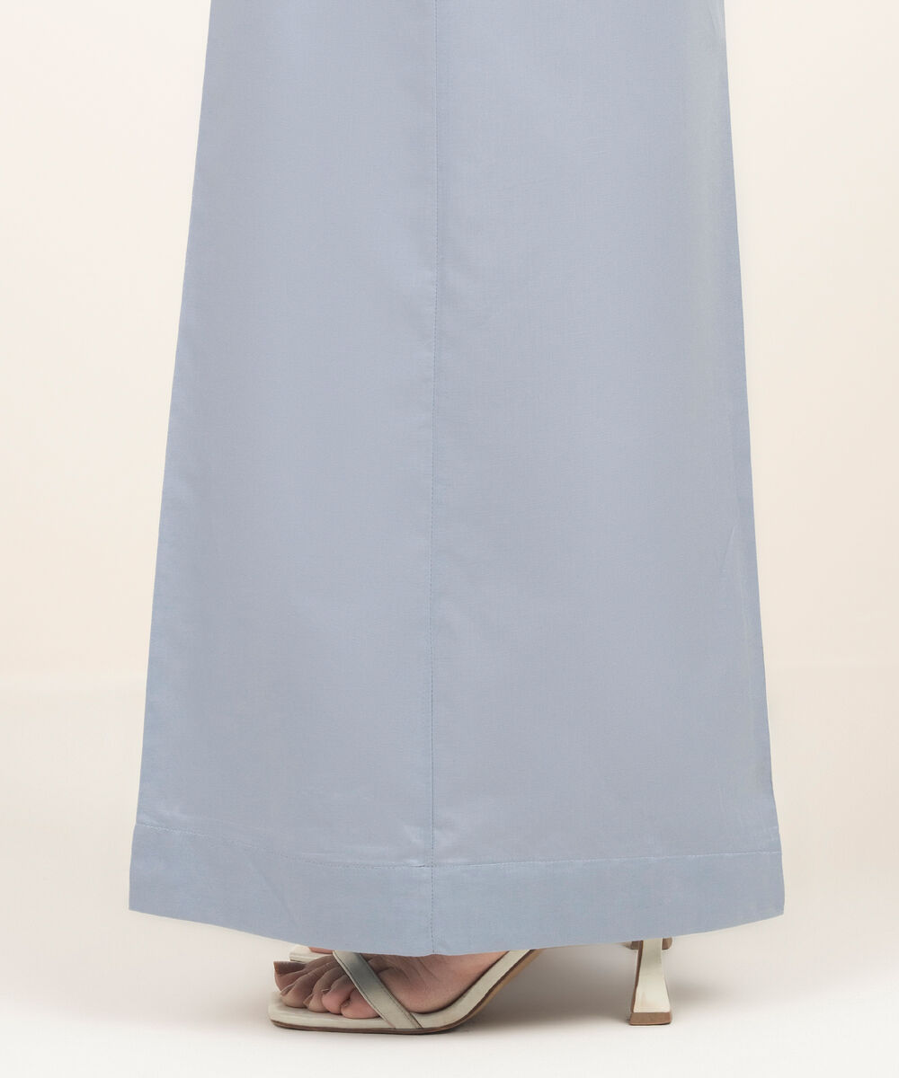 Women's RTW Cambric Solid Steel Grey Flared Pants