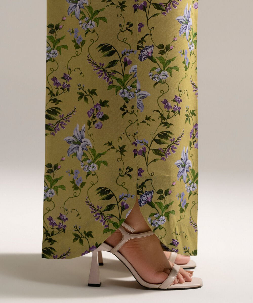 Women's RTW Cambric Printed Green Culottes