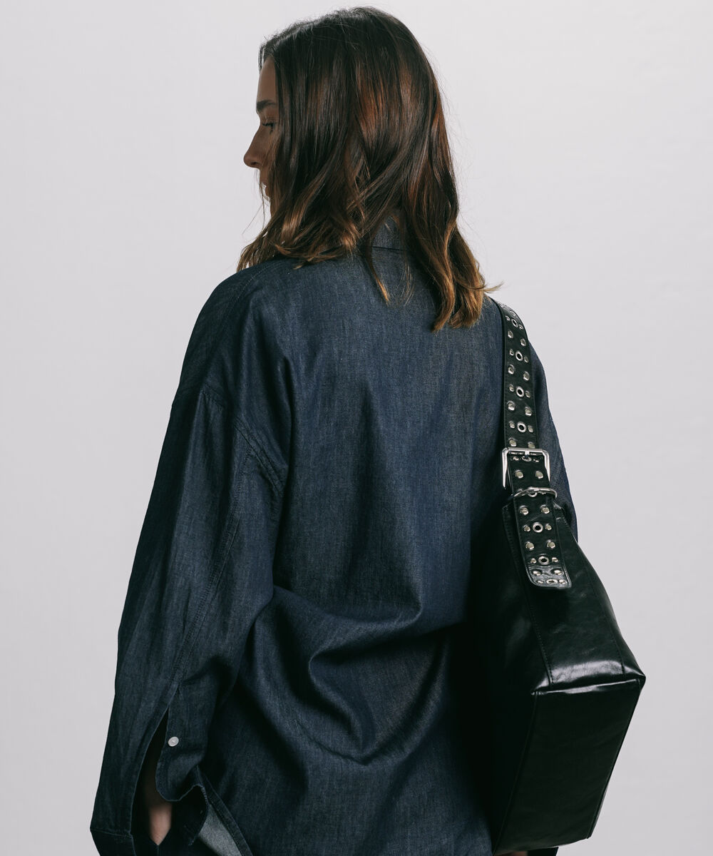 Women's Western Wear Blue Cinched Waist Button Through Shirt