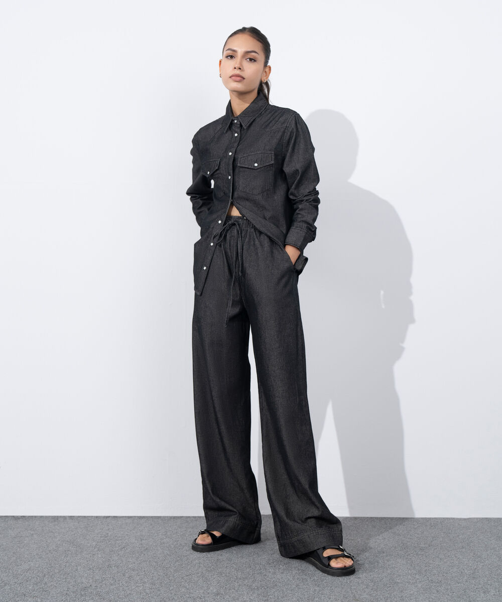 Women's Western Wear Grey Denim Pull-On Trouser