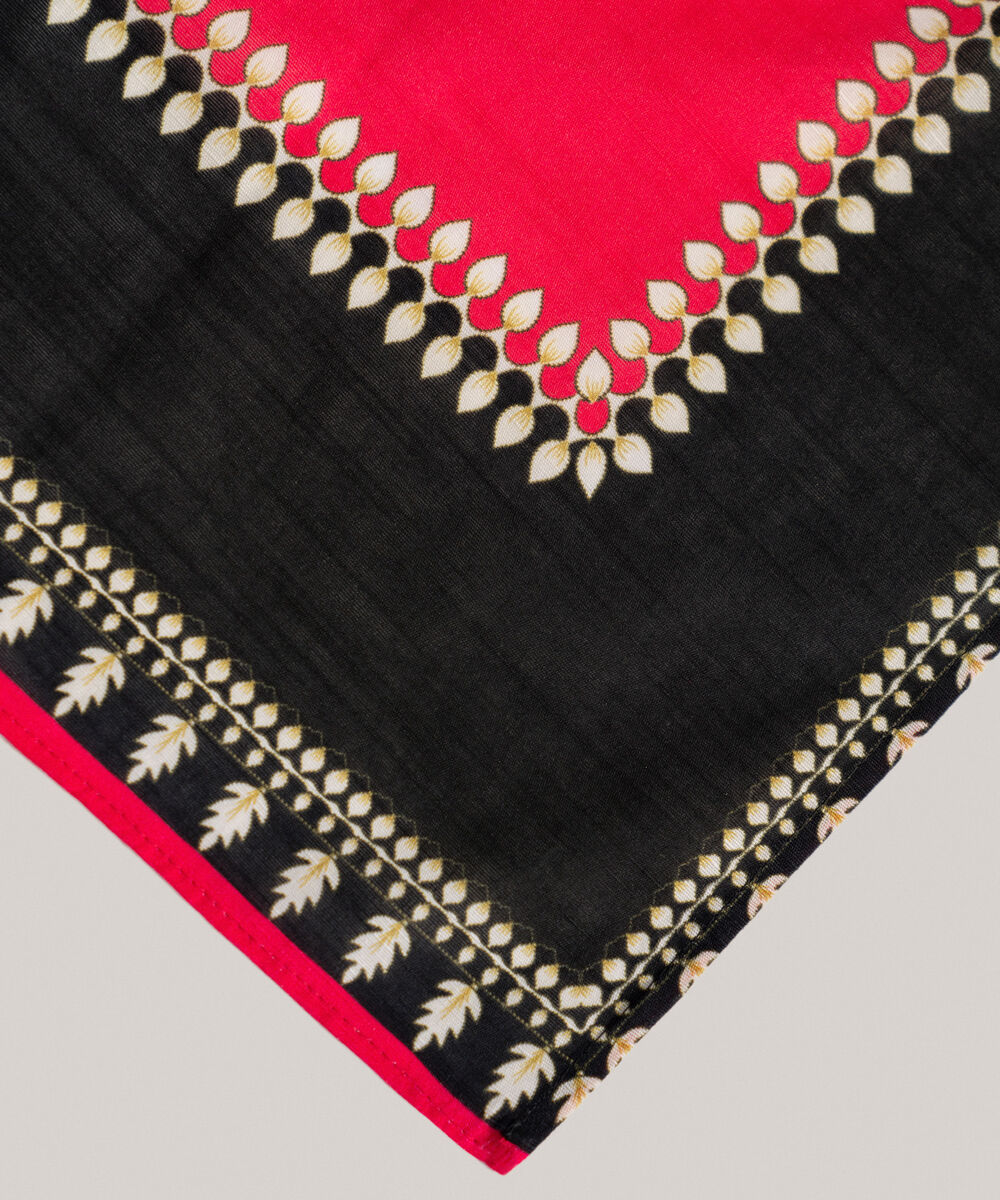 Women's RTW Printed Black Khaddar Dupatta