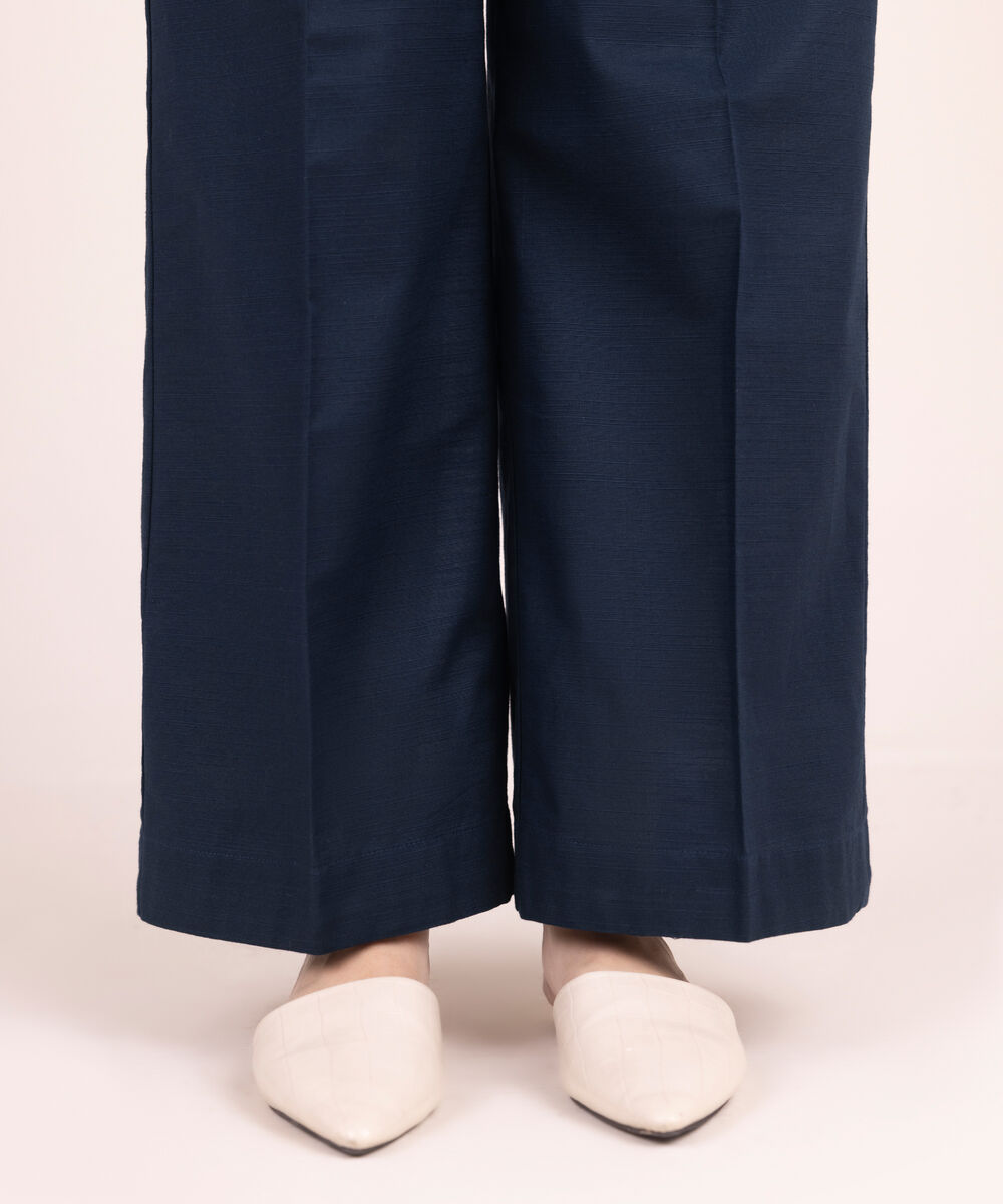 Women's RTW Khaddar Solid Blue Culottes
