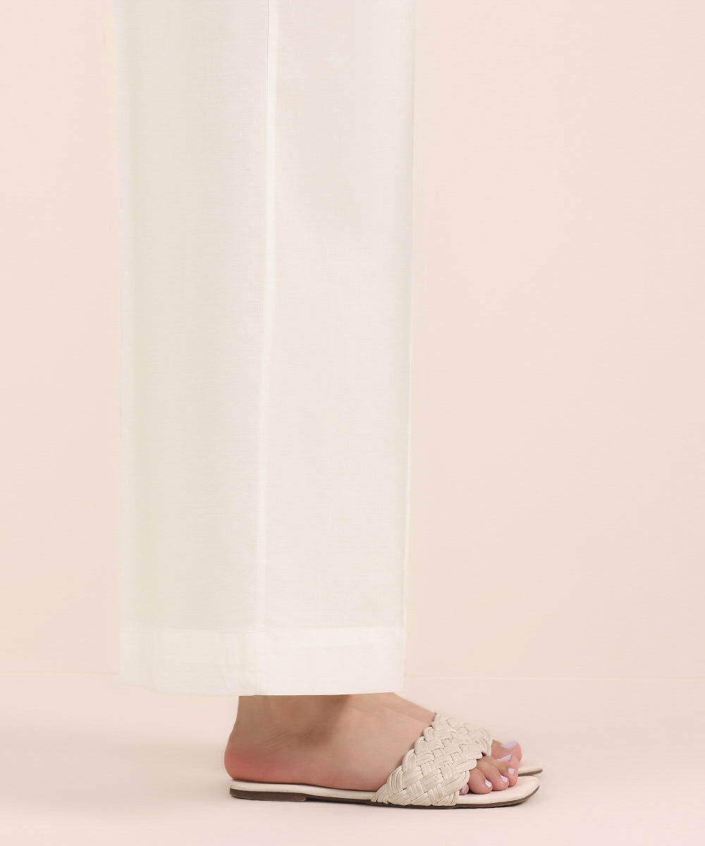 Woman - Off White Solid Cambric Culottes