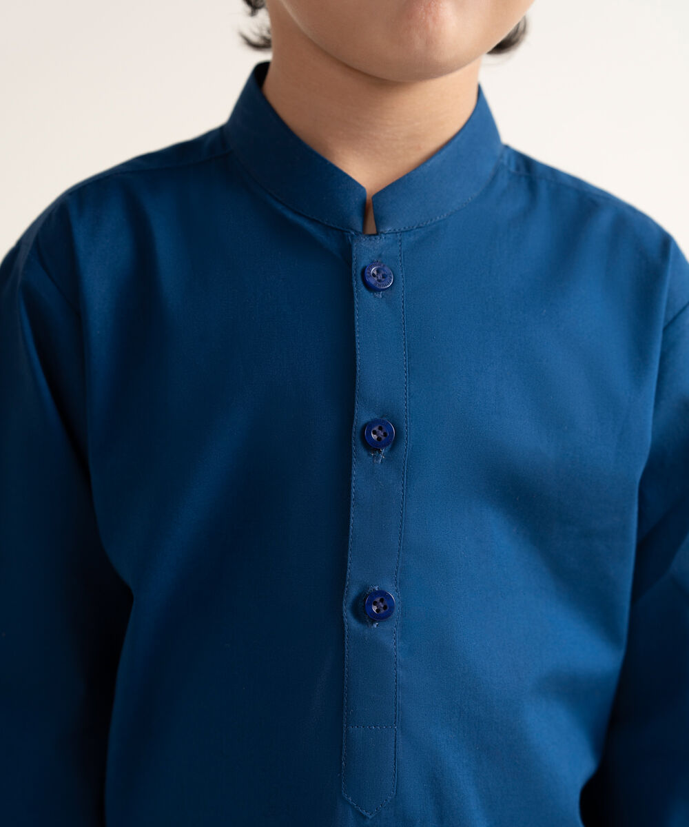 Men's Latha Plain Blue Kurta Trouser