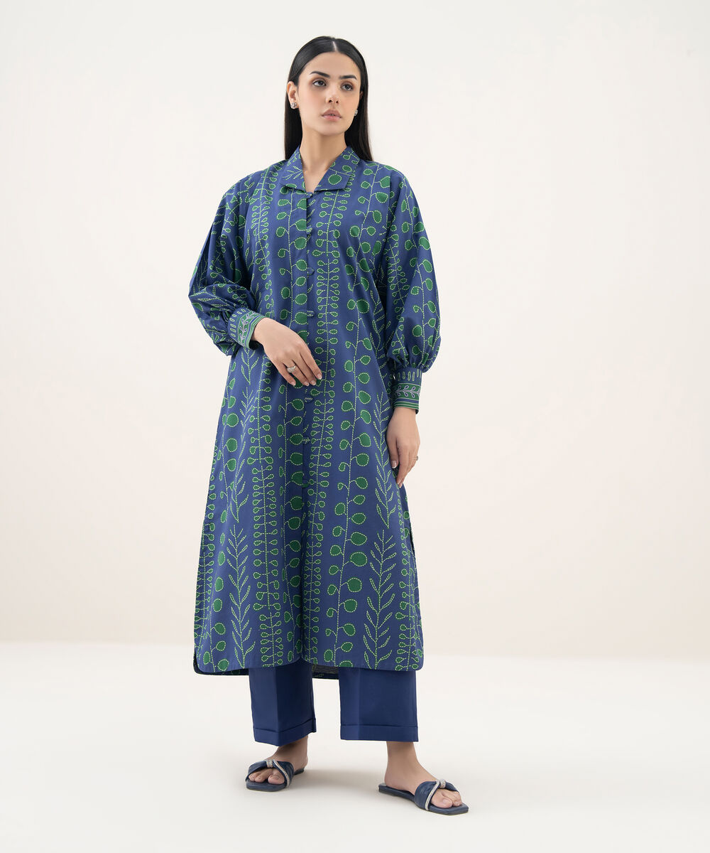Women's Unstitched Lawn Printed Blue 2 Piece Suit
