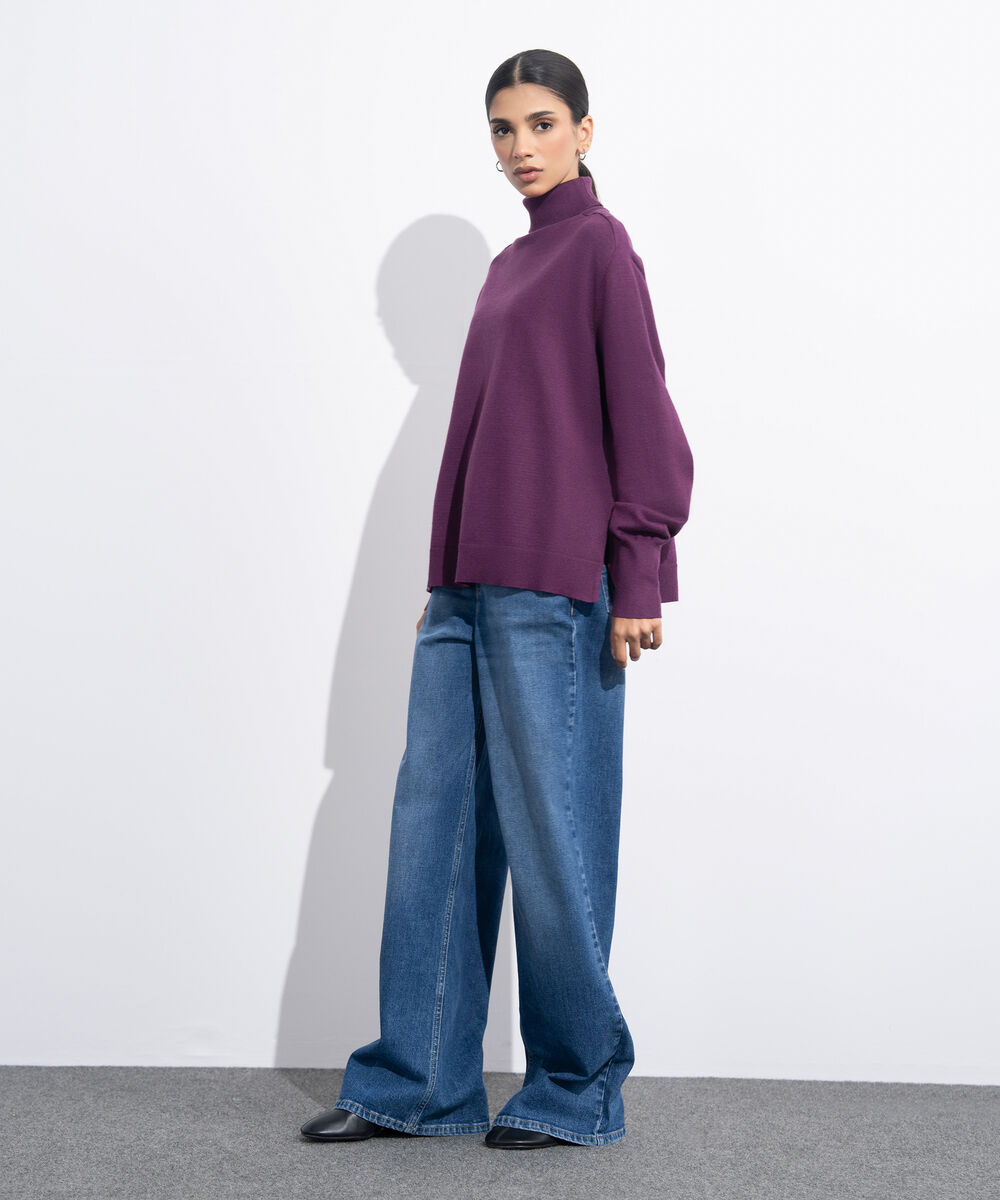 Women's Western Wear Merlot Turtle Neck Knit Sweater