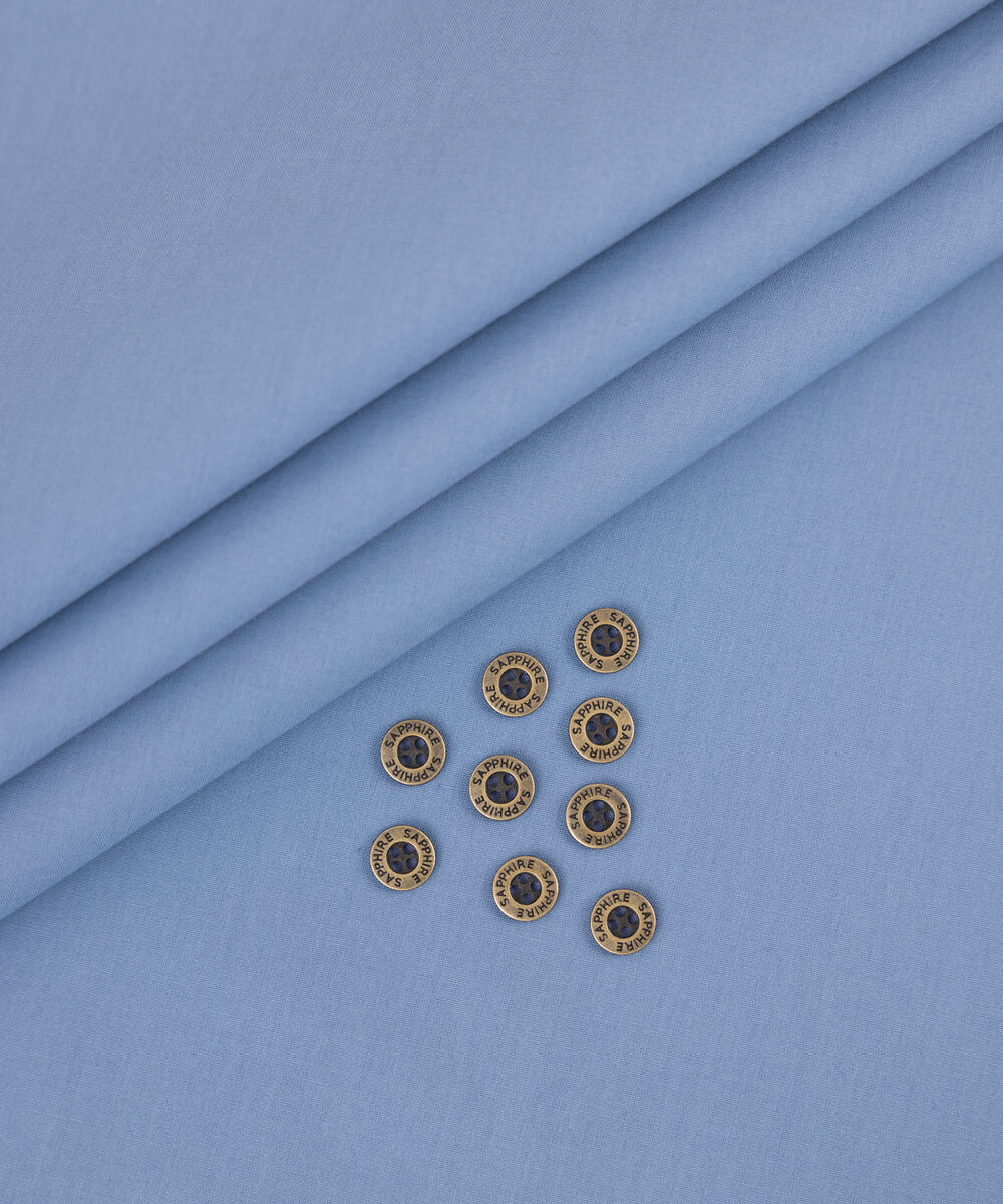 Men's Unstitched 2-Piece Premium Cotton Medium Blue Suit