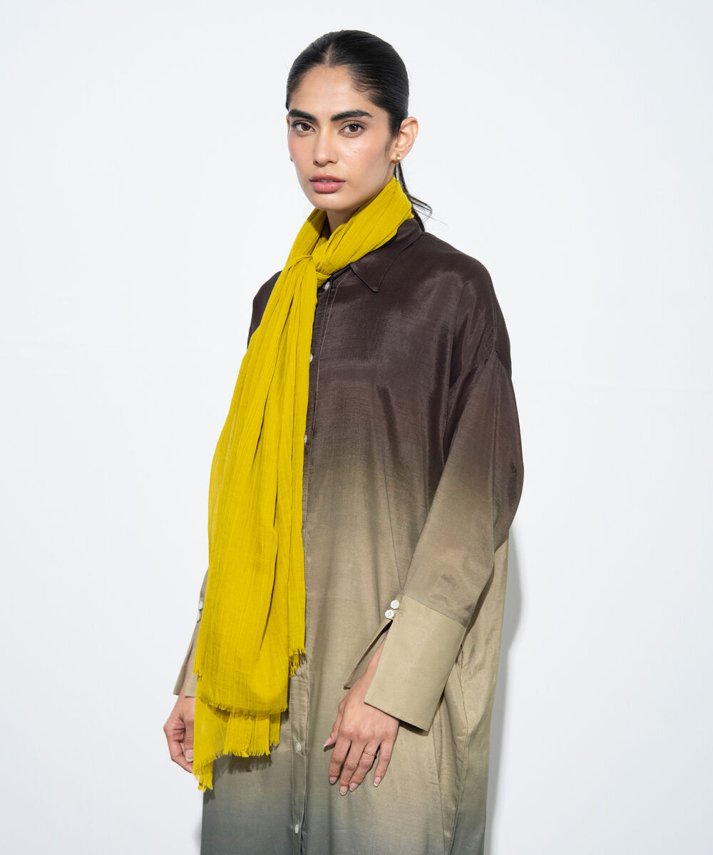 Women's Western Mustard  Textured Scarf