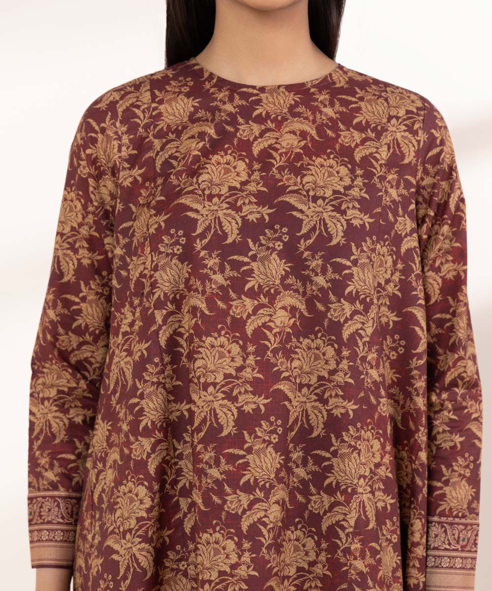 Women's RTW Lawn Red Printed A-Line Shirt