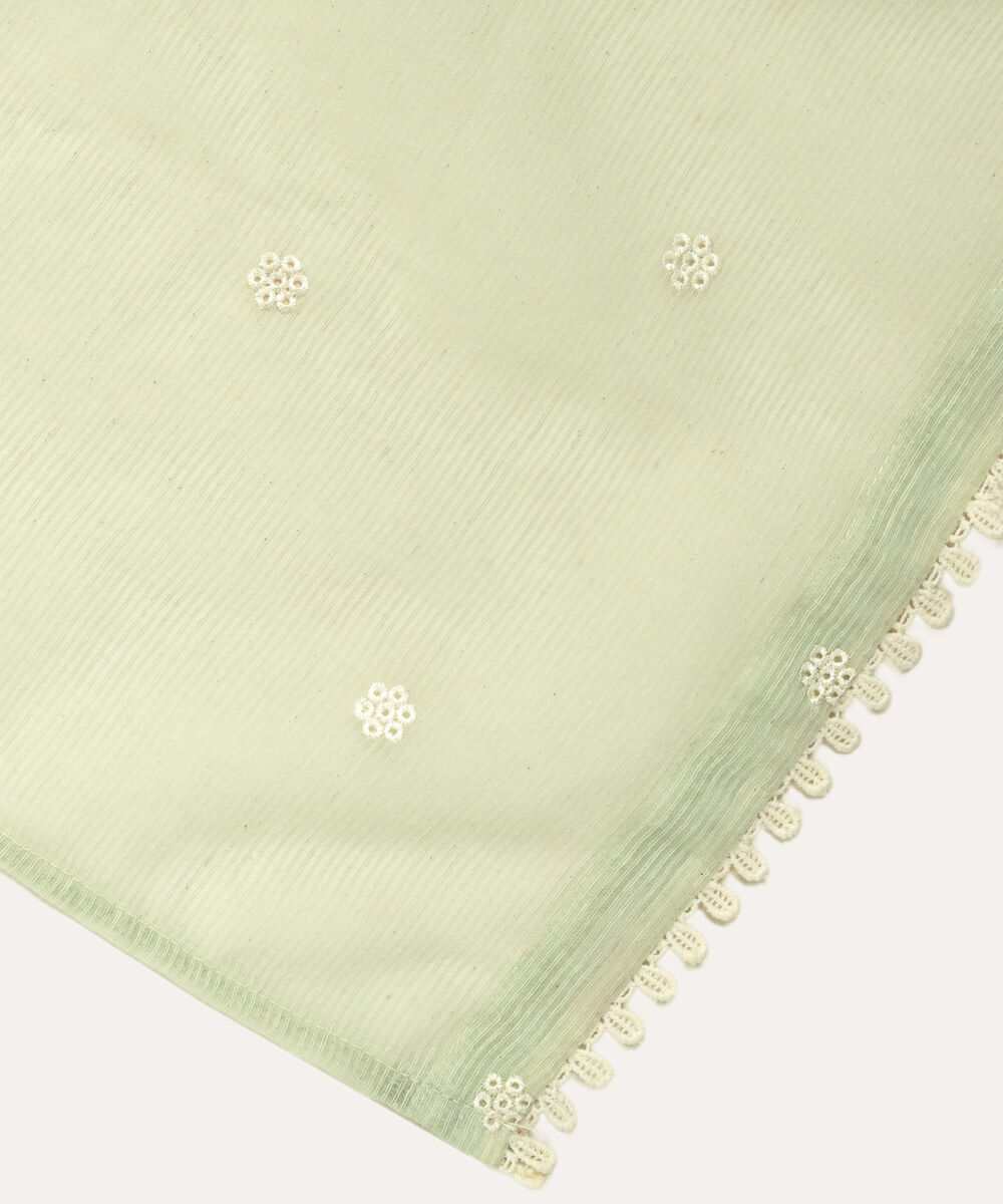 Women's RTW Textured Karandi Embroidered Green Dupatta