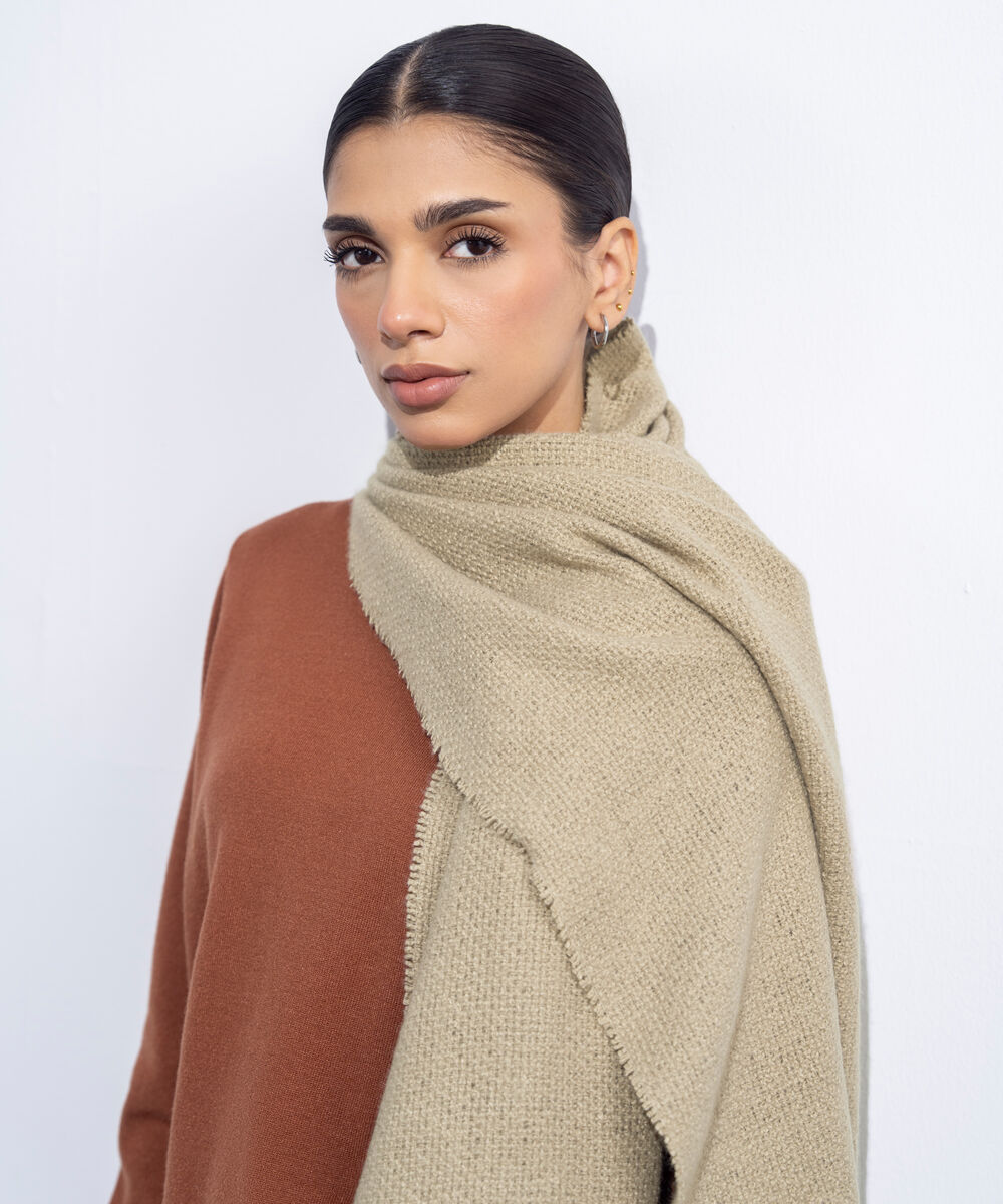 Women's Western Wear Off White Woollen Scarf