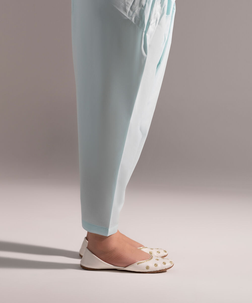 Women's RTW Cambric Solid Blue Skinny Shalwar