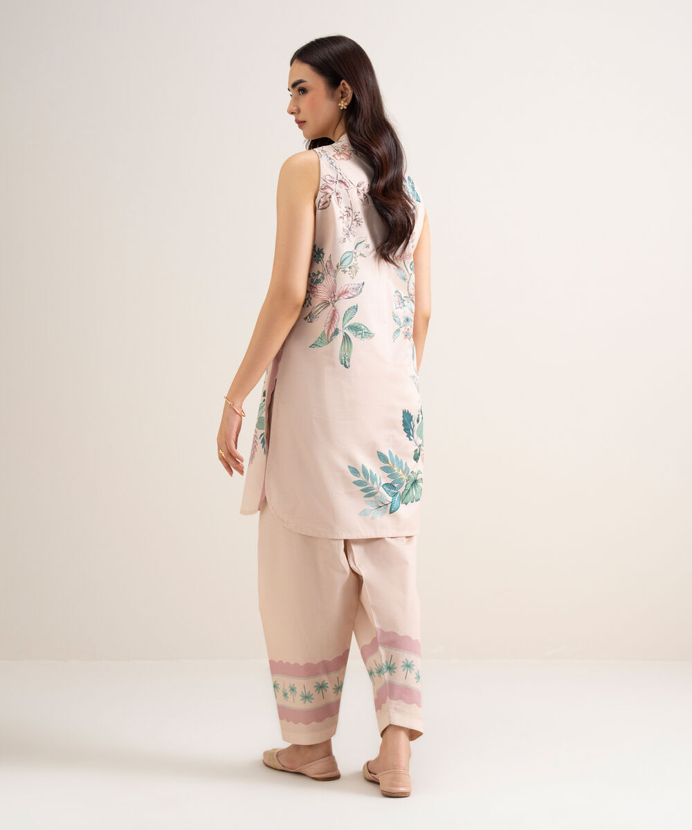 Women's Unstitched Lawn Printed Light Pink 2 Piece Suit