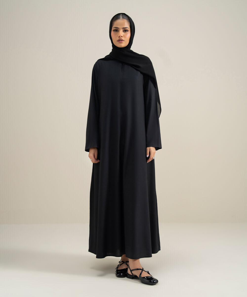Women's Polyester Black Regular Abbaya