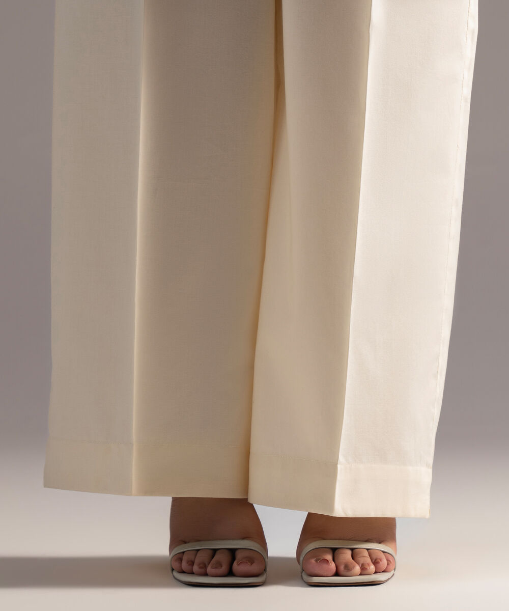 Women's RTW Cambric Solid Beige Culottes