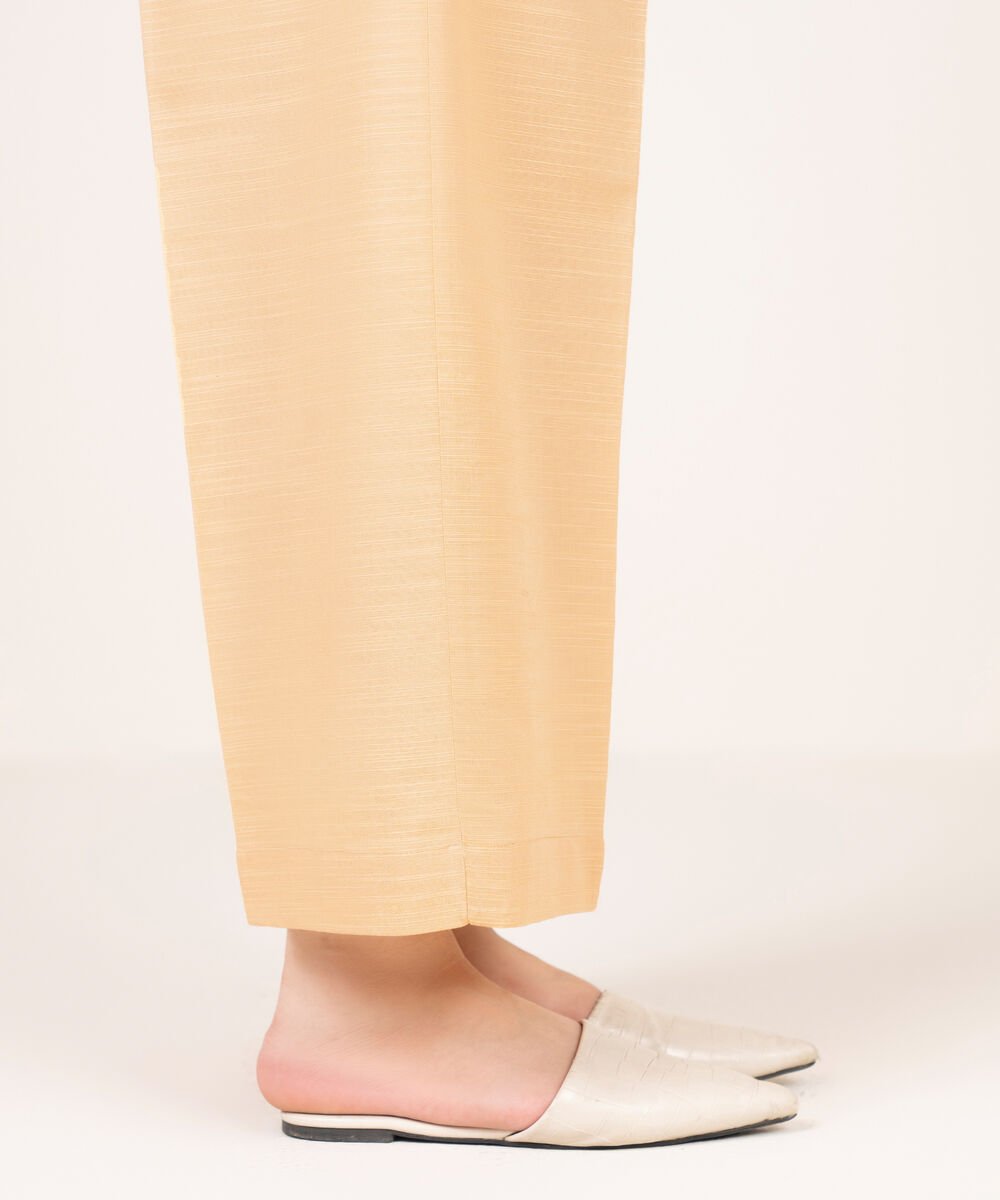 Women's RTW Khaddar Solid Pale Yellow Culottes