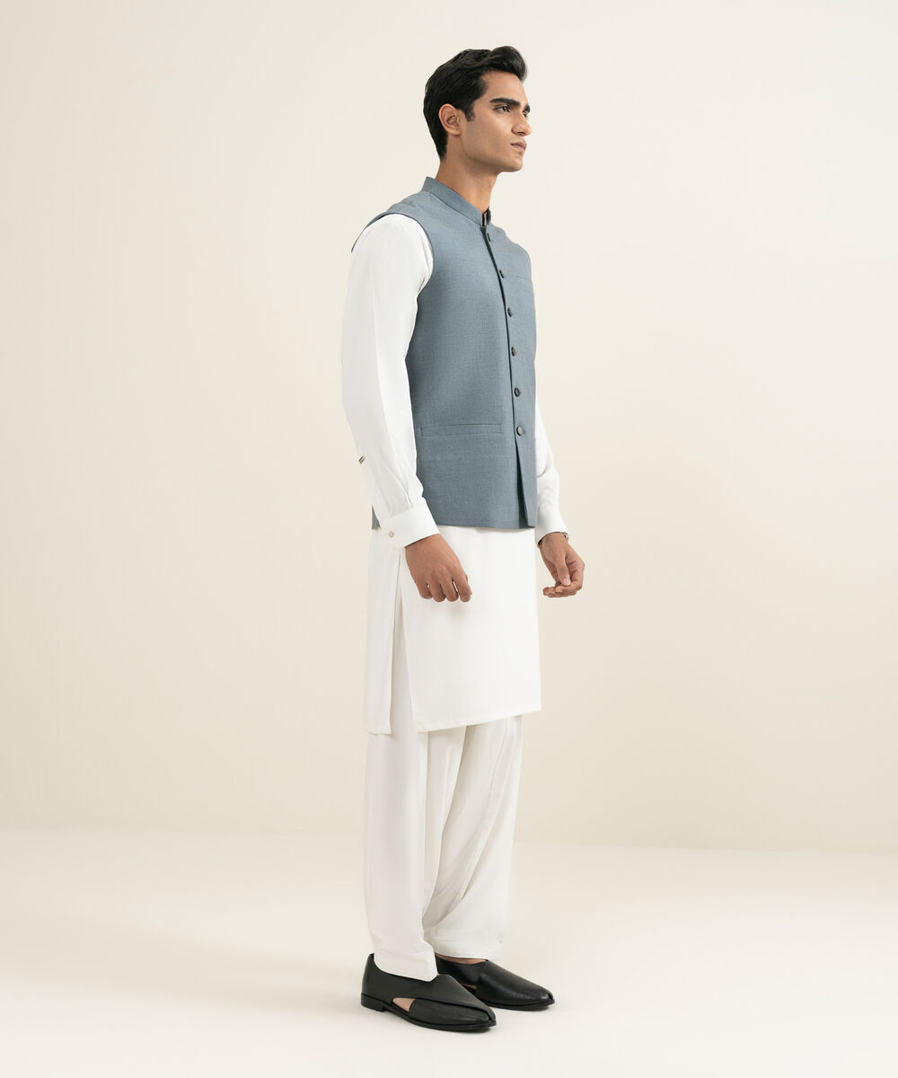 Men's blue grey Luxury Viscose Waistcoat