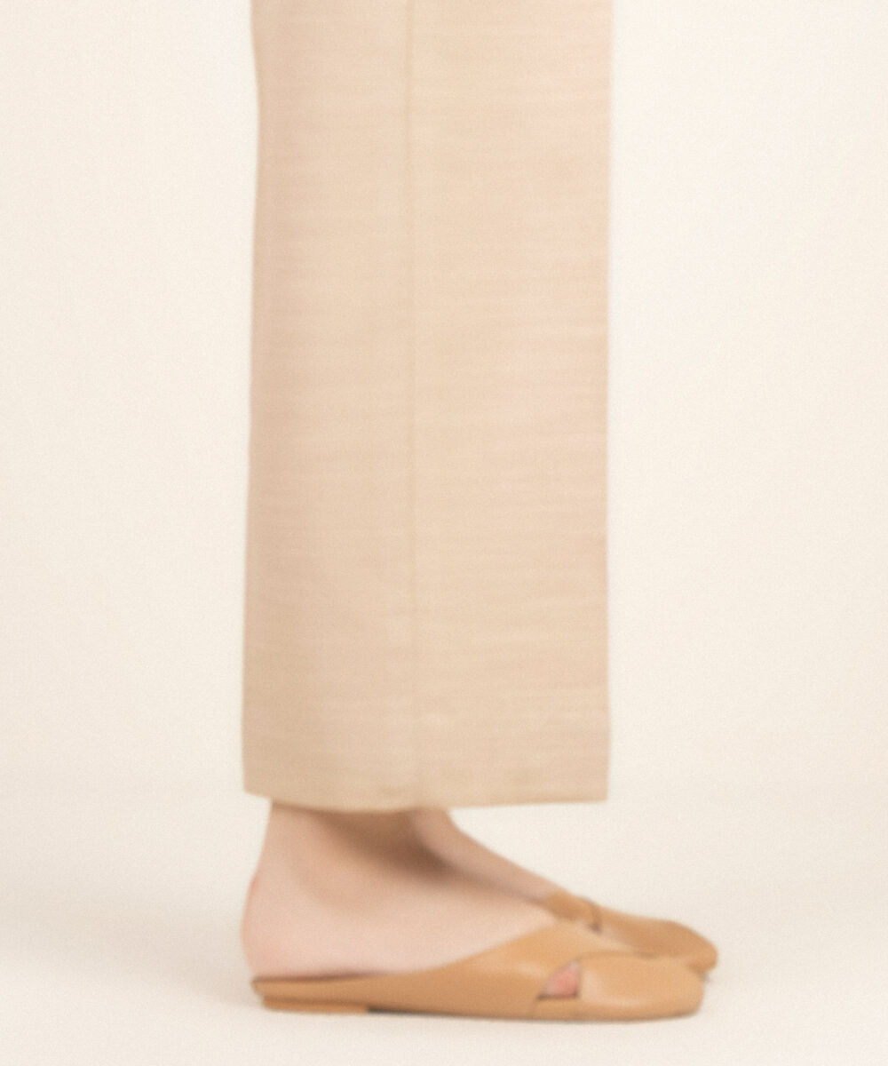 Women's Unstitched Khaddar Printed Beige Trousers Fabric