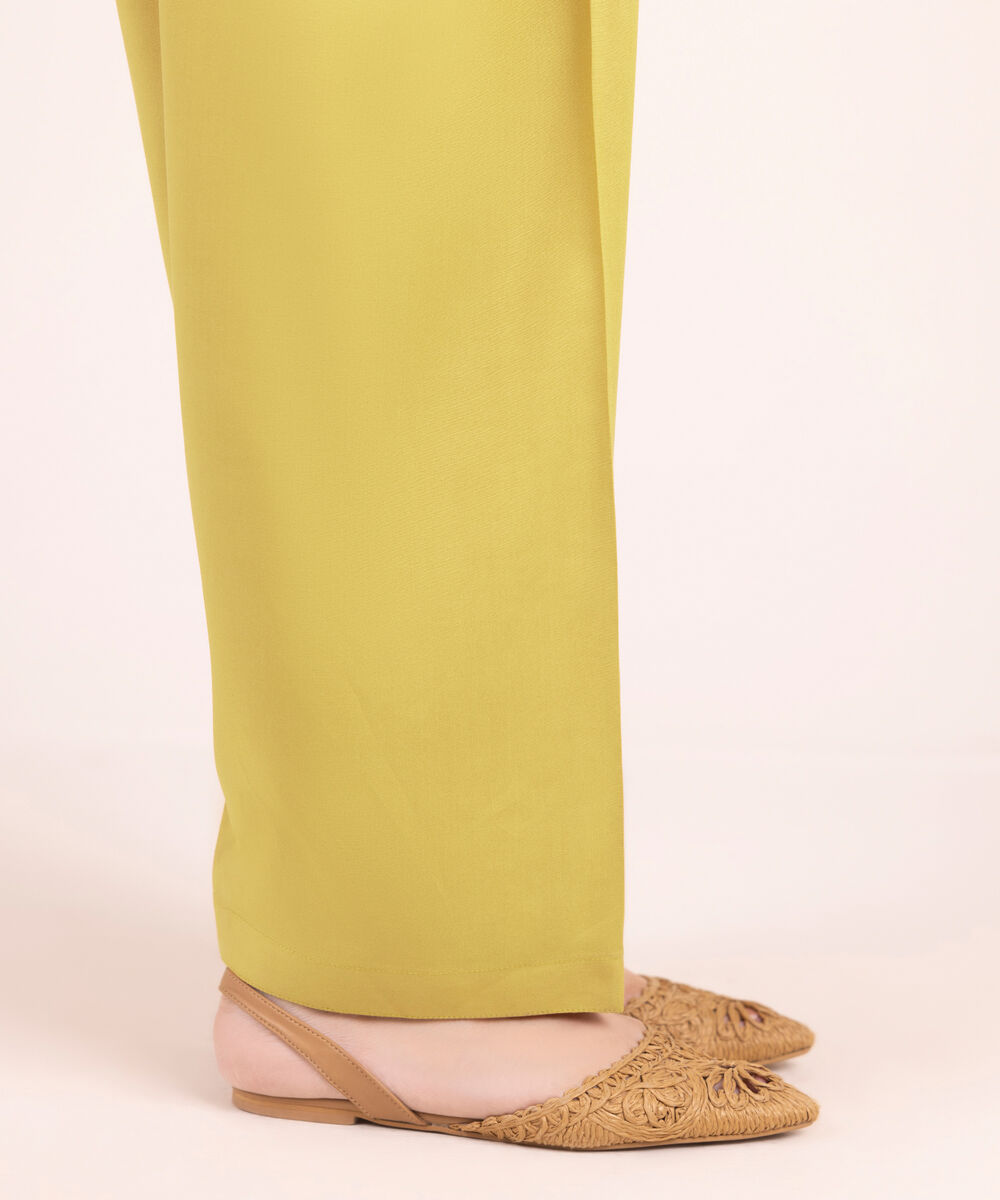 Women's RTW Cotton Viscose Solid Yellow Shalwar