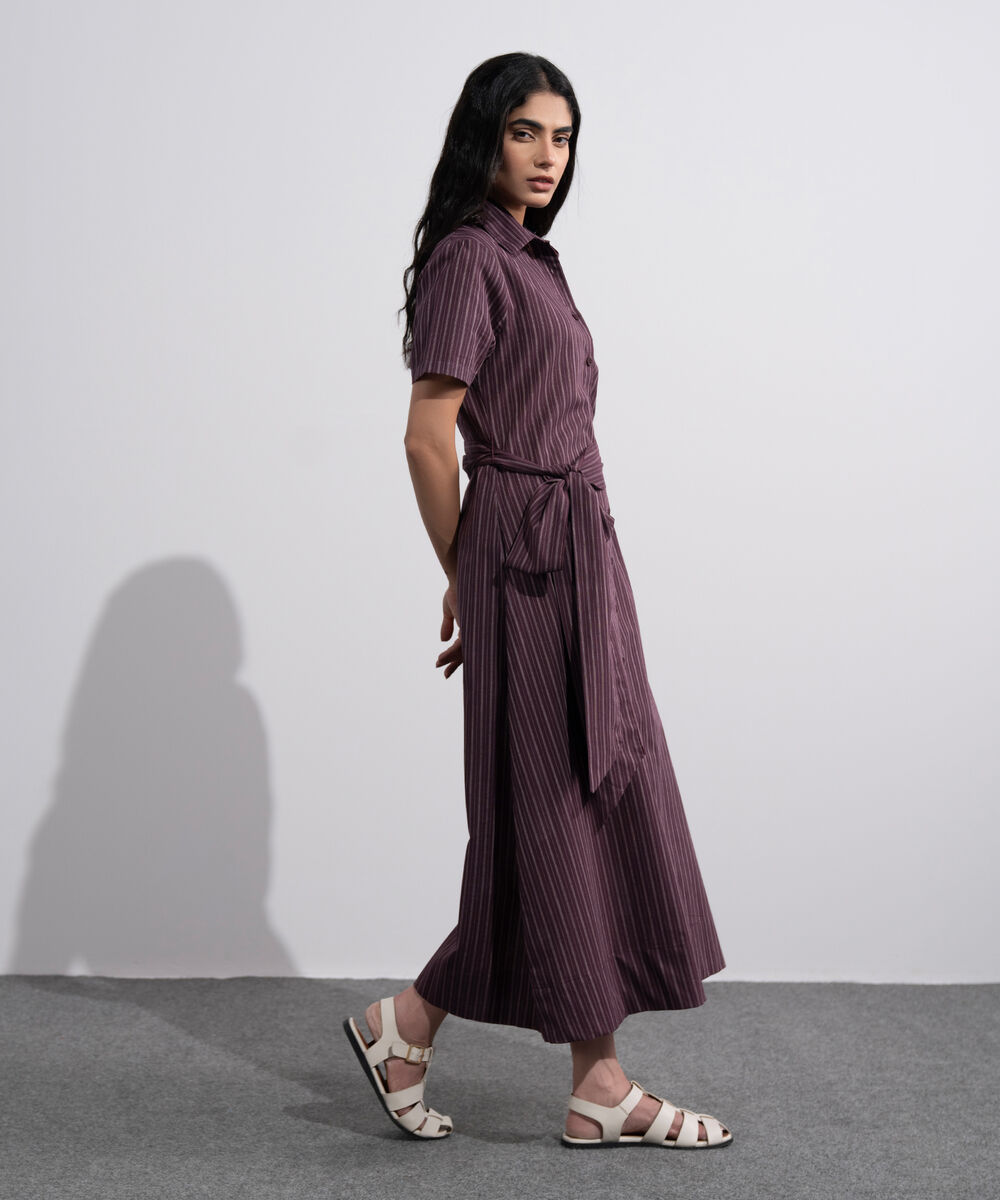 Women's Multi Linen Blend Striped Dress