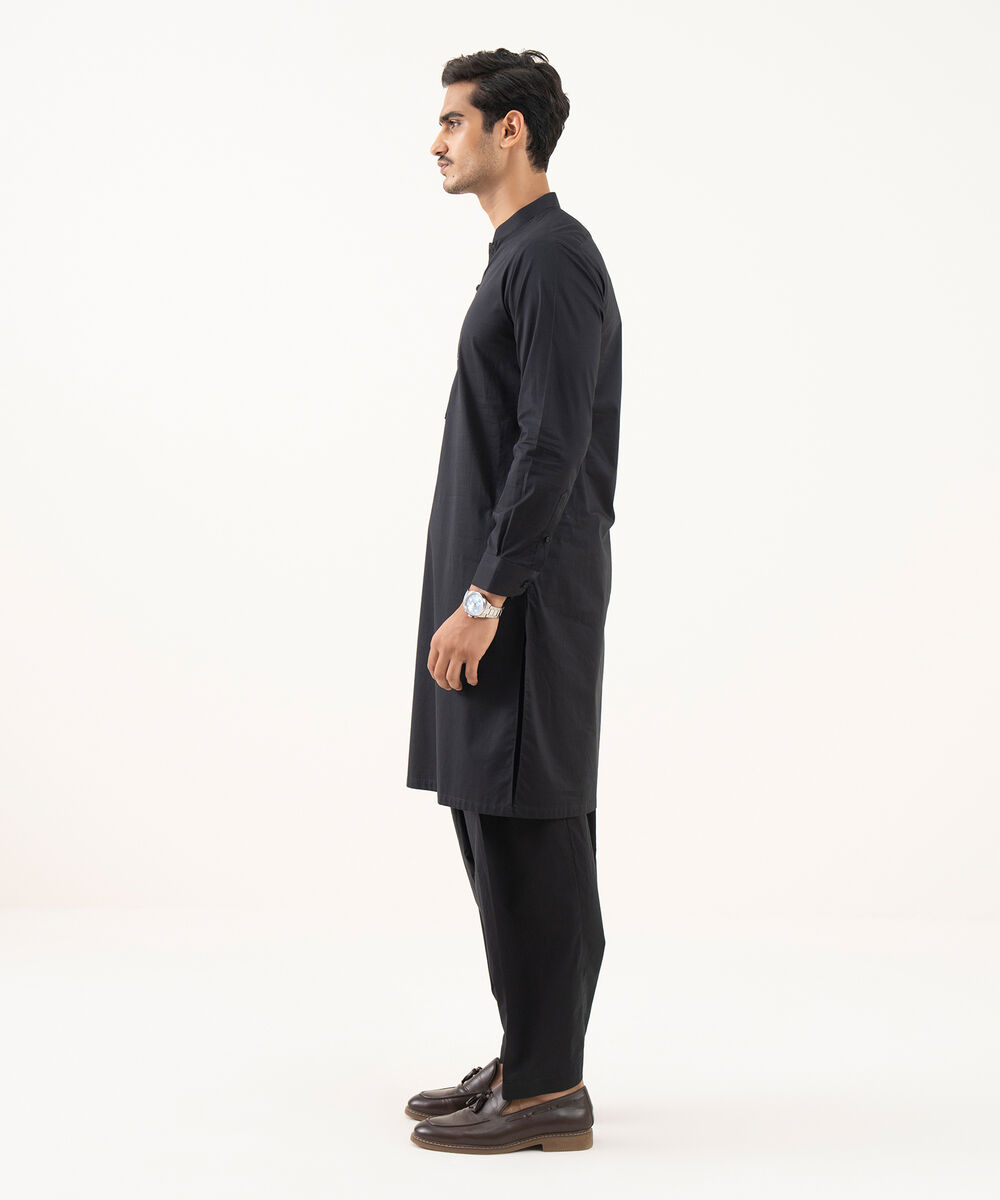 Men's 100% Cotton Plain Black Kurta Shalwar