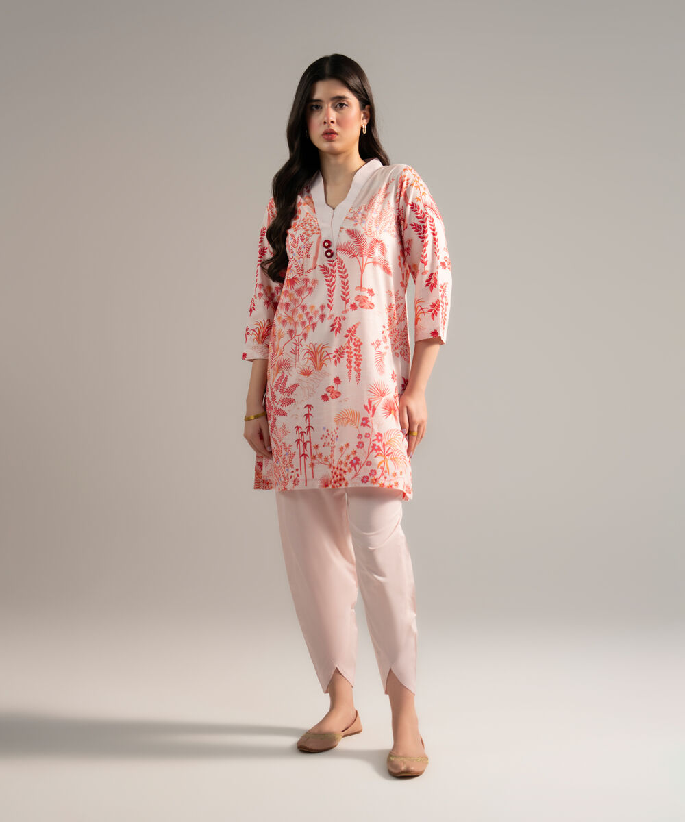 Women's RTW Lawn Printed Pink 2 Piece Suit