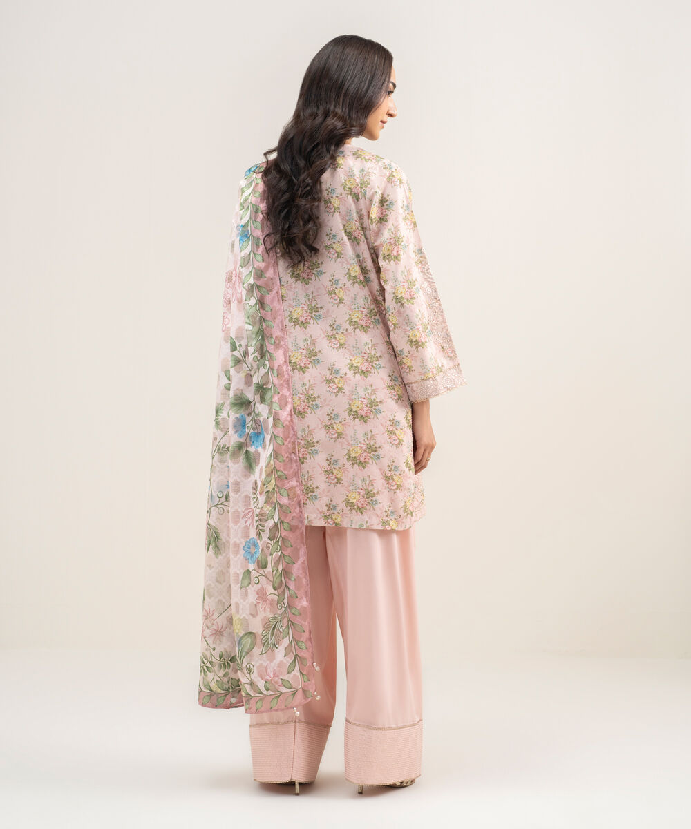 Women's RTW Zari Lawn Embroidered Pink 3 Piece Suit