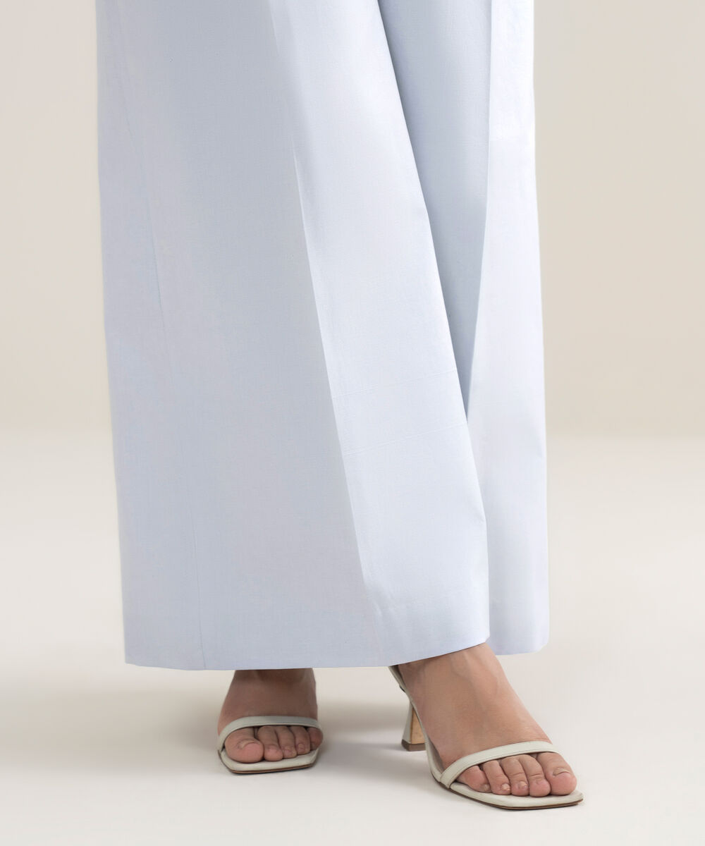 Women's Unstitched Cotton Printed Blue Trousers Fabric