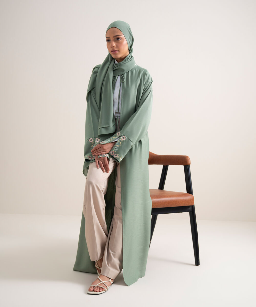 Women's Mint Green Regular Abbaya Set