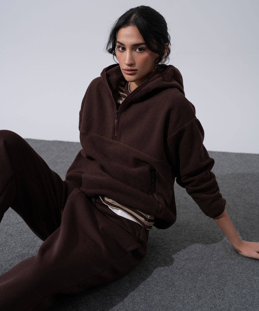 Women's Western Wear Brown Fleece Jogger Trousers
