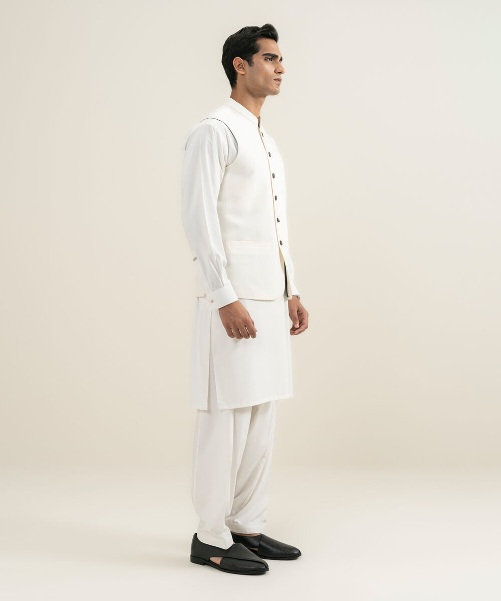 Men's off white Premium Wash & Wear Waistcoat