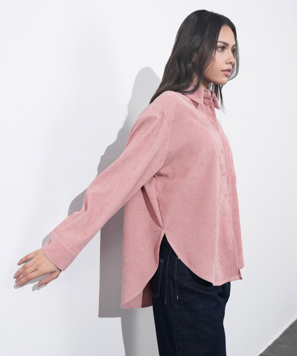 Women's Western Wear Olive Button Through Corduroy Shirt