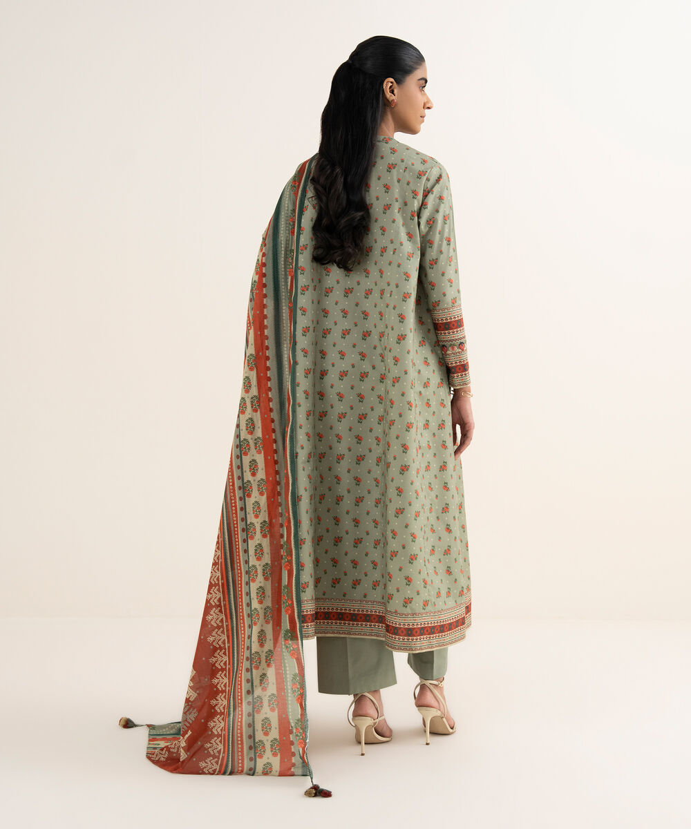 Women's Unstitched Textured Lawn Embroidered Multi 3 Piece Suit