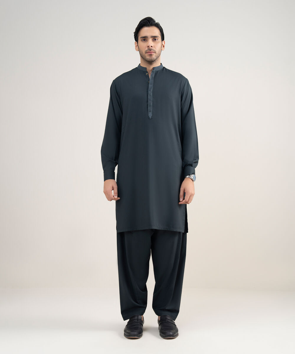 Men's Stitched Premium Blended Dark Green Suit