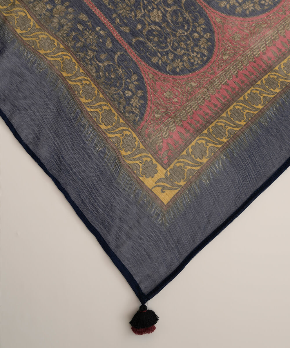 Women's RTW Blended Chiffon Blue Printed  Dupatta