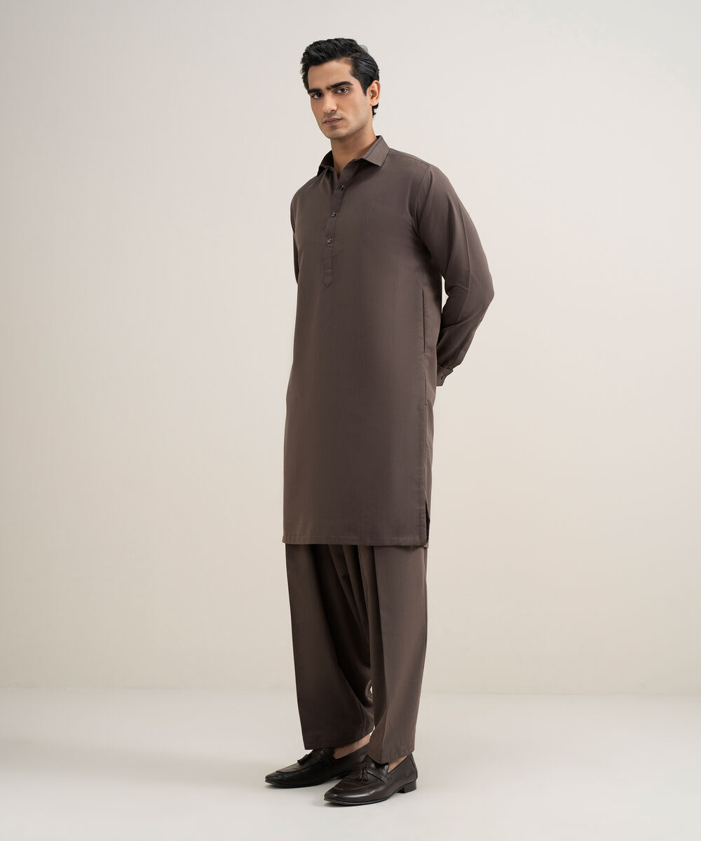 Men's Stitched Luxury Wash and Wear Brown Suit
