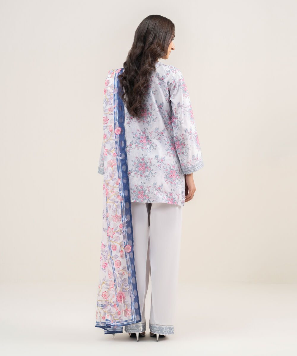 Women's RTW Zari Lawn Embroidered Grey 3 Piece Suit