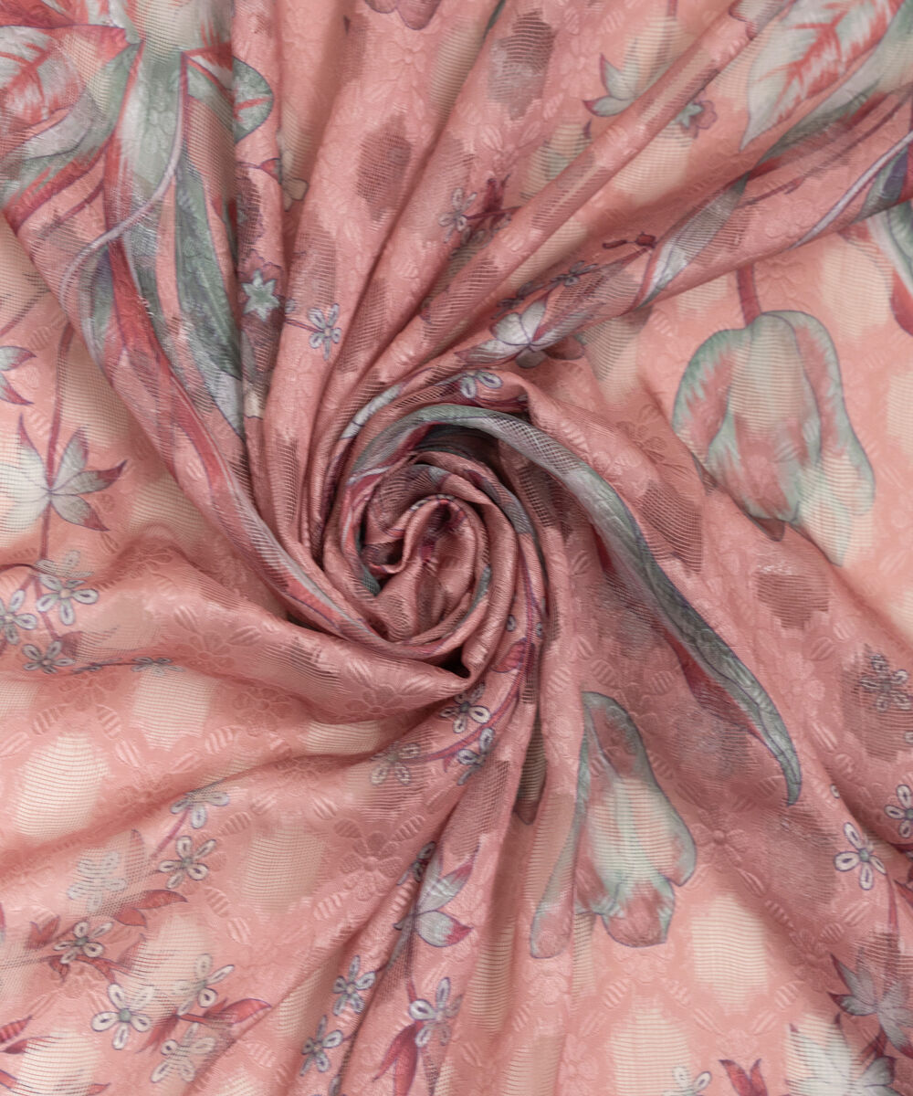 Brochea Jacquard Printed Tea Pink Dupatta