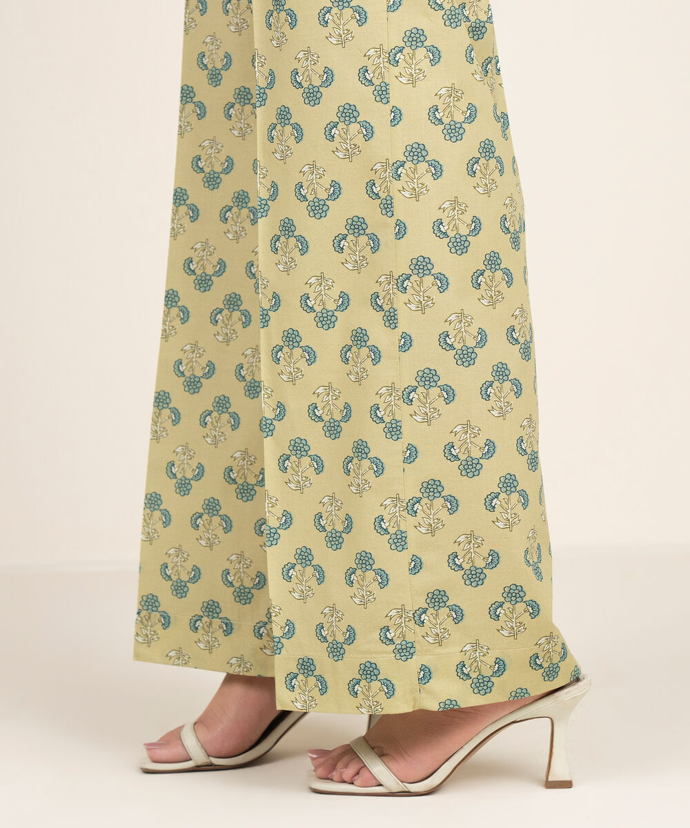 Women's RTW Cambric Printed Green Culottes