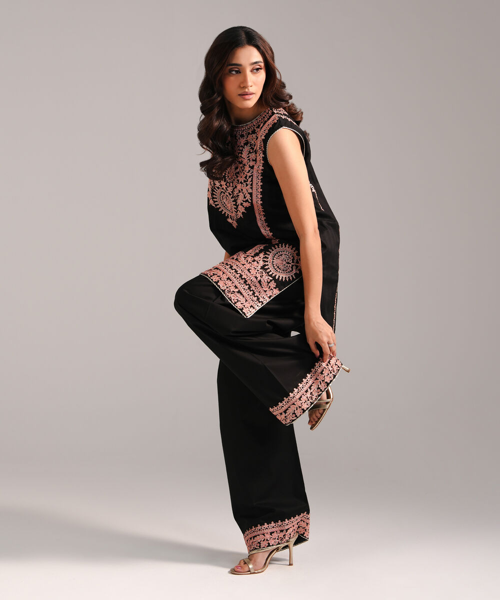 Women's RTW Leno Kara Embroidered Black 3 Piece Suit